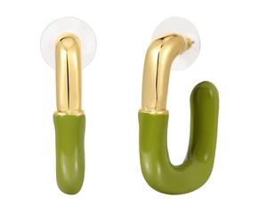 Paar Creolen YOKOAMII "Set: Y805", grün (gelbgold), Ohrringe, Damen, 25,1 (48034320-0) gelbgold