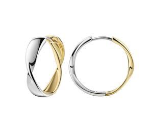 Paar Creolen ZEEME "925/- Sterling Silber rhodiniert und vergoldet", bunt (mehrfarbig), Ohrringe, Damen, one-size, Silber 925 (Sterlingsilber) (33240708-0) mehrfarbig