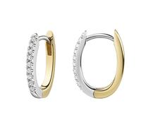 Paar Creolen ZEEME "925/- Sterling Silber rhodiniert und vergoldet Zirkonia", gold (mehrfarbig, weiß), Ohrringe, Damen, one-size, Silber 925 (Sterlingsilber) (37114227-0) mehrfarbig, weiß