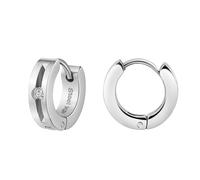 Paar Creolen ZEEME "Edelstahl glanz Zirkonia", Damen, Gr. one-size, Edelstahl, weiß (weiß, weiß), Ohrringe Paar Creolen (85631454-0)