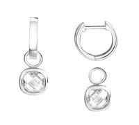 Paar Creolen ZEEME "Silber 925 rhodiniert mit Zirkonia weiß", weiß (weiß, weiß), Ohrringe, Damen, one-size, Silber 925 (Sterlingsilber) (42995769-0) weiß, weiß