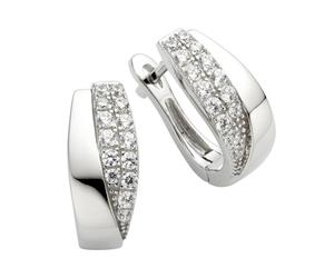 Paar Creolen ZEEME "Silber 925 rhodiniert mit Zirkonia weiß", weiß (weiß, weiß), Ohrringe, Damen, one-size, Silber 925 (Sterlingsilber) (98588150-0) weiß, weiß