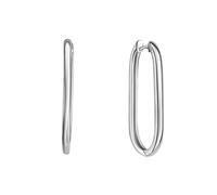 Paar Creolen ZEEME "Silber 925 rhodiniert oval 31mm lang", weiß, Ohrringe, Damen, one-size, Silber 925 (Sterlingsilber) (96564249-0) weiß