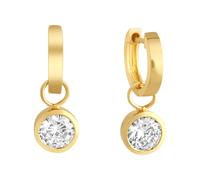 Paar Creolen ZEEME "Silber 925 vergoldet mit weißen Zirkonia-Steinen", gelb (gelb, weiß), Ohrringe, Damen, one-size, Silber 925 (Sterlingsilber) (41187246-0) gelb, weiß