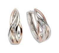 Creolen 925/- Sterling Silber Zirkonia weiß 1,4cm Glänzend ZEEme rot 001 (Artikelnummer: 3R211/60X001)