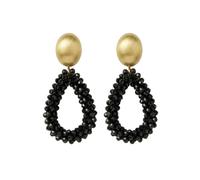 Paar Ohrclips FILIPPA FIRENZE "Portofino", schwarz (goldfarben, schwarz), Ohrringe, Damen, Glas, mit hochwertigem Clipverschluss (91984255-0) goldfarben, schwarz
