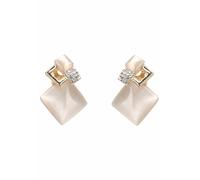 Paar Ohrclips FIRETTI "elegant", gold (gelbgoldfarben, weiß, kristallweiß), Ohrringe, Damen, Materialmix, mit Cat´s Eye und Strasssteinen (23261259-0) gelbgoldfarben, weiß, kristallweiß