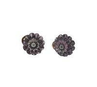 Paar Ohrclips FIRETTI "Schmuck Geschenk Ohrschmuck ohne Ohrlöcher Abalone Blumen", grau (gelbgoldfarben, grau, schwarz, grau, schwarz), Ohrringe, Damen, 15mm, Messing, Made in Germany - mit Abalone-Pe