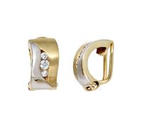 Paar Ohrclips JOBO, gold (gelbgold 333), Ohrringe, Damen, Gelbgold 333, 333 Gold bicolor mit Zirkonia (31539142-0) gelbgold 333