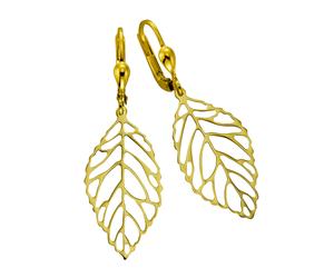 Paar Ohrhänger "333 Gold Blattmotiv 42mm lang", gelb, FASCINATION BY ELLEN K., Ohrringe, Damen, one-size, Gold (406834-0) gelb
