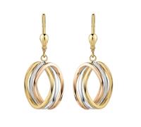 Paar Ohrhänger "375/- Gelbgold 3-farbig oval", bunt (mehrfarbig), FASCINATION BY ELLEN K., Ohrringe, Damen, one-size, Gold (25088220-0) mehrfarbig