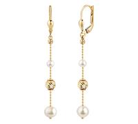 Paar Ohrhänger "585/- Gelbgold glanz Kugeln und Perlen", gelb, FASCINATION BY ELLEN K., Ohrringe, Damen, one-size, Gold, Paar Ohrhänger (51793703-0)