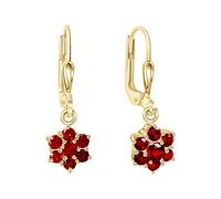 Paar Ohrhänger FASCINATION BY ELLEN K. "585/- Gelbgold Granat" Ohrringe Gr. ONE-SIZE, Gold, gelb (gelb, rot) Damen Ohrhänger (37914105-0)