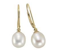 Ohrhänger 585/- Gold Süßwasserzuchtperle weiß 2,5cm Glänzend Fascination by Ellen K. gelb 001 (Artikelnummer: 3S844/50X001)