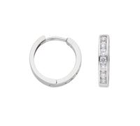 Paar Ohrhänger ADELIA´S "1 Paar 585 Weißgold Ohrringe / Creolen mit Zirkonia Ø 13,6 mm", silber, Ohrringe, Damen, Damen, Gold, mit Zirkonia Goldschmuck für Damen (32852919-0) silber