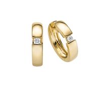 Paar Ohrhänger ADELIA´S "Damen 585 Gold Ohrringe Creolen mit Diamant Brillant Ø 13 mm", gold, Ohrringe, Damen, Damen, 0,06 VVS = sehr sehr kleine Einschlüsse, Diamanten Gelbgold 585 Gold, Diamanten, G