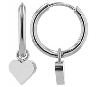 Paar Ohrhänger ADELIA´S "Damen Ohrhänger aus Edelstahl mit Herz - - Ø 12 mm", silber, Ohrringe, Damen, Damen, Edelstahl (17283252-0) silber