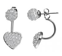Paar Ohrhänger ADELIA´S "Damen Ohrstecker aus Edelstahl mit Herz und Strass", weiß, Ohrringe, Damen, Damen, Edelstahl (15241800-0) weiß