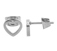 Paar Ohrhänger ADELIA´S "Damen Ohrstecker aus poliertem Edelstahl mit Herz", silber, Ohrringe, Damen, Damen, Edelstahl (47280505-0) silber