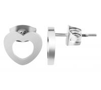 Paar Ohrhänger ADELIA´S "Damen Ohrstecker aus poliertem Edelstahl mit Herz", silber, Ohrringe, Damen, Damen, Edelstahl (41637010-0) silber