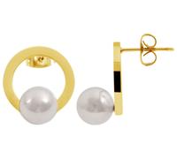 Paar Ohrhänger ADELIA´S "Damen Ohrstecker aus poliertem Edelstahl und Perle Ø 15 mm", silber, Ohrringe, Damen, Damen, Edelstahl (44856606-0) silber