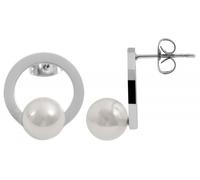 Paar Ohrhänger ADELIA´S "Damen Ohrstecker aus poliertem Edelstahl und Perle Ø 15 mm", silber, Ohrringe, Damen, Damen, Edelstahl (53389954-0) silber
