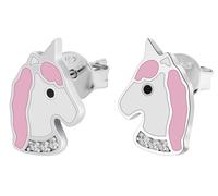 Paar Ohrhänger ADELIA´S "Ohrringe - Ohrstecker Einhorn aus 925 Silber mit Emaille", Mädchen, Gr. Kinder, Silber 925 (Sterlingsilber), pink (silber), Ohrringe, Schöne Geschenkidee zum Jubiläum (5005224