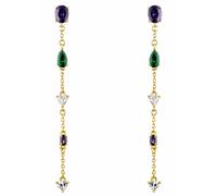 Paar Ohrhänger AMOR "2033581", gold (gelbgoldfarben, lila, kristallweiß, grün, lila, kristallweiß, grün), Ohrringe, Damen, Silber 925 (Sterlingsilber), mit Zirkonia (synth.) (57192531-0) gelbgoldfarbe