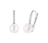 Paar Ohrhänger AMOR "9354351", weiß (silberfarben,weiß,weiß, kristallweiß), Ohrringe, Damen, Perlen Silber 925 (Sterlingsilber), Perlen, Silber 925 (Sterlingsilber), Paar Ohrhänger, mit Zirkonia (synt