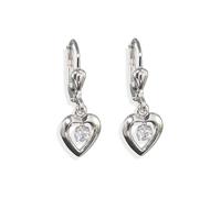 Paar Ohrhänger AMOR "Herz", silber (silberfarben, kristallweiß), Ohrringe, Damen, Silber 925 (Sterlingsilber), Paar Ohrhänger, mit Zirkonia (synth.) (801147-0)