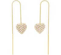 Paar Ohrhänger AMOR "Herzen", gold (gelbgoldfarben, weiß), Ohrringe, Damen, Silber 925 (Sterlingsilber), Paar Ohrhänger, mit Glasperle (75122317-0)
