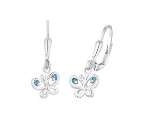 Paar Ohrhänger AMOR "Little Butterfly", blau (silberfarben,blau, blau), Ohrringe, Mädchen, Silber 925 (Sterlingsilber), mit Zirkonia (synth.) (40831418-0) silberfarben,blau, blau