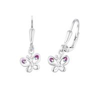 Paar Ohrhänger AMOR "Little Butterfly", lila (silberfarben,pink, pink), Ohrringe, Jungen, Silber 925 (Sterlingsilber), mit Zirkonia (synth.) (14255155-0) silberfarben,pink, pink