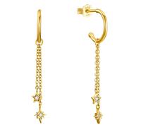 Amor Creolen Damen, Gold, onesize, Stern, 6 mm, Weiß, Silber 925, vergoldet 2032787