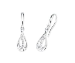 Paar Ohrhänger AMOR "Tropfen", bunt (silberfarben, weiß, kristallweiß), Ohrringe, Damen, Silber 925 (Sterlingsilber), mit Zirkonia (synth.) (98287969-0) silberfarben, weiß, kristallweiß