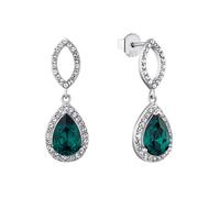 Paar Ohrhänger AMOR "Tropfen", grün (silberfarben, kristallweiß, grün, kristallweiß, grün), Ohrringe, Damen, Silber 925 (Sterlingsilber), mit Glasstein (70017207-0) silberfarben, kristallweiß, grün, k