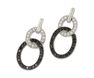 Paar Ohrhänger CELESTA "Silber 925 rhodiniert mit Zirkonia-Steinen weiß und schwarz", weiß (weiß, schwarz), Ohrringe, Damen, one-size, Silber 925 (Sterlingsilber) (047826-0) weiß, schwarz