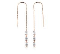 Paar Ohrhänger DKENIZ "925/- Sterling Silber rosevergoldet Glänzend 8cm Zirkonia Weiß", rot (rot, weiß), Ohrringe, Damen, one-size, Silber 925 (Sterlingsilber) (32074037-0) rot, weiß