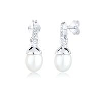 Paar Ohrhänger ELLI DIAMONDS "Süßwasserzuchtperle Diamant 0.06 ct. 925 Silber", weiß, weiß, Ohrringe, Damen, onesize, P1 = bei 10-facher Vergrößerung erkennbare Einschlüsse mit Diamanten, Silber 925 (