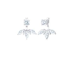 Paar Ohrhänger ELLI "Floral Ear Jackets Zirkonia Weiß 925 Sterling Silber", silber, Ohrringe, Damen, onesize,mit Steinen, Silber 925 (Sterlingsilber) (702824-0) silber