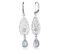Paar Ohrhänger ELLI "Mondstein Tropfen Ornamente 925 Silber", weiß, Ohrringe, Damen, onesize,mit Steinen, Silber 925 (Sterlingsilber) (698206-0) weiß