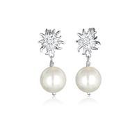 Paar Ohrhänger ELLI "Ohrhänger Edelweiss Muschelkernperle Weiß 925 Sterling Silber", silber, Ohrringe, Damen, onesize, ohne Stein, Silber 925 (Sterlingsilber) (732683-0) silber