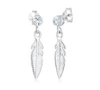 Paar Ohrhänger ELLI "Ohrhänger Feder 925 Silber, mit Kristallen von Swarovski", weiß, Ohrringe, Damen, onesize,mit Steinen, Silber 925 (Sterlingsilber) (410571-0) weiß