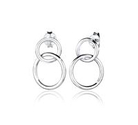 Paar Ohrhänger ELLI "Ohrringe Kreis Geo Basic Minimal Layer 925 Silber" Gr. 28, silber, Ohrringe, Damen, 28, ohne Stein, Silber 925 (Sterlingsilber) (68209840-28) silber
