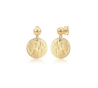 Paar Ohrhänger ELLI "Ohrringe Ohrhänger Plättchen Gehämmert Matt 925er Silber" Gr. 20, gold, Ohrringe, Damen, 20, ohne Stein, Silber 925 (Sterlingsilber) (57989807-20) gold