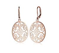 Paar Ohrhänger ELLI "Ornament Blume Orientalisch Oval 925 Silber", rosa (rosegold), Ohrringe, Damen, onesize, ohne Stein, Silber 925 (Sterlingsilber) (729752-0) rosegold
