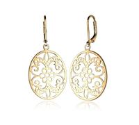 Paar Ohrhänger ELLI "Ornament Blume Orientalisch Oval Schmuck Geschenk 925 Silber", gold, Ohrringe, Damen, onesize, ohne Stein, Silber 925 (Sterlingsilber) (521436-0) gold
