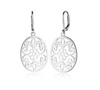 Paar Ohrhänger ELLI "Ornament Blume Orientalisch Oval Schmuck Geschenk 925 Silber", silber, Ohrringe, Damen, onesize, ohne Stein, Silber 925 (Sterlingsilber) (309992-0) silber