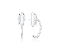 Paar Ohrhänger ELLI PREMIUM "Creolen Stecker Hoops Edelstein 925 Silber", silber, Ohrringe, Damen, onesize,mit Steinen, Silber 925 (Sterlingsilber) (49046451-0) silber