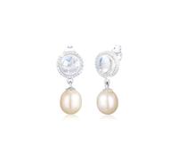 Paar Ohrhänger ELLI PREMIUM "Ohrhänger kurz mit Perlen Mondstein Weiß 925 Sterling Silber", silber, Ohrringe, Damen, onesize, ohne Stein, Silber 925 (Sterlingsilber) (30947507-0) silber